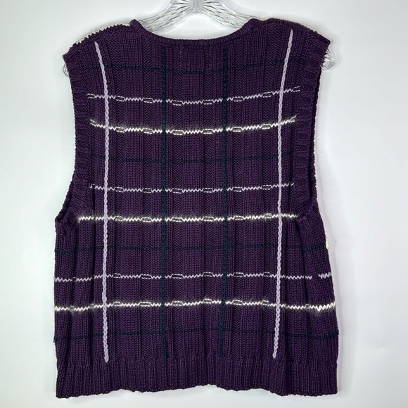 Christopher & Banks Hand Embroidered Purple Heart Zip Sweater Vest Large - Picture 4 of 6